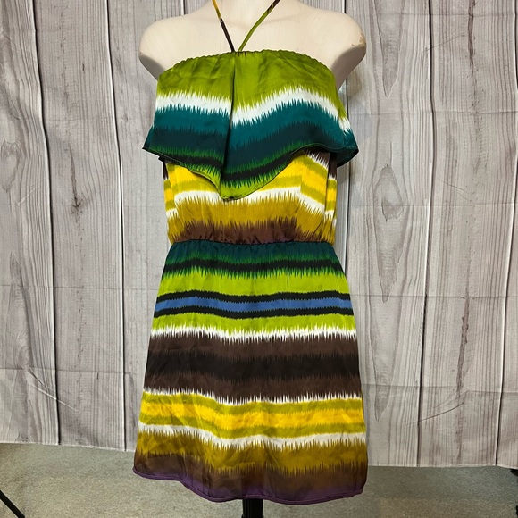 GLAM Multi-Colored Strapless Dress Sz M - Picture 1 of 6